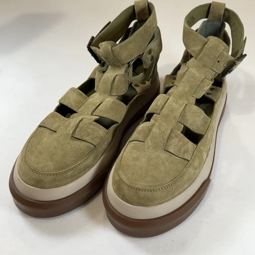 New Free People Bodhi Fisher Sneakers Olive Moss Size 11 Sandals Womens Buckle - Picture 4 of 11